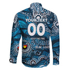 Custom NAIDOC Week 2024 Blues Family Matching Off Shoulder Maxi Dress and Hawaiian Shirt Aboriginal Animals Keep The Fire Burning