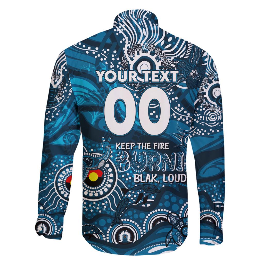 Custom NAIDOC Week 2024 Blues Family Matching Off Shoulder Maxi Dress and Hawaiian Shirt Aboriginal Animals Keep The Fire Burning