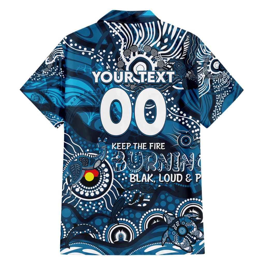 Custom NAIDOC Week 2024 Blues Family Matching Off Shoulder Short Dress and Hawaiian Shirt Aboriginal Animals Keep The Fire Burning