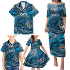 Custom NAIDOC Week 2024 Blues Family Matching Puletasi and Hawaiian Shirt Aboriginal Animals Keep The Fire Burning