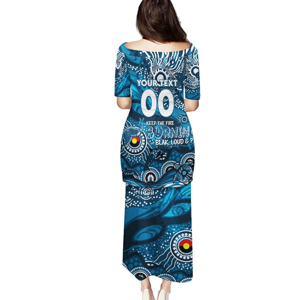 Custom NAIDOC Week 2024 Blues Family Matching Puletasi and Hawaiian Shirt Aboriginal Animals Keep The Fire Burning