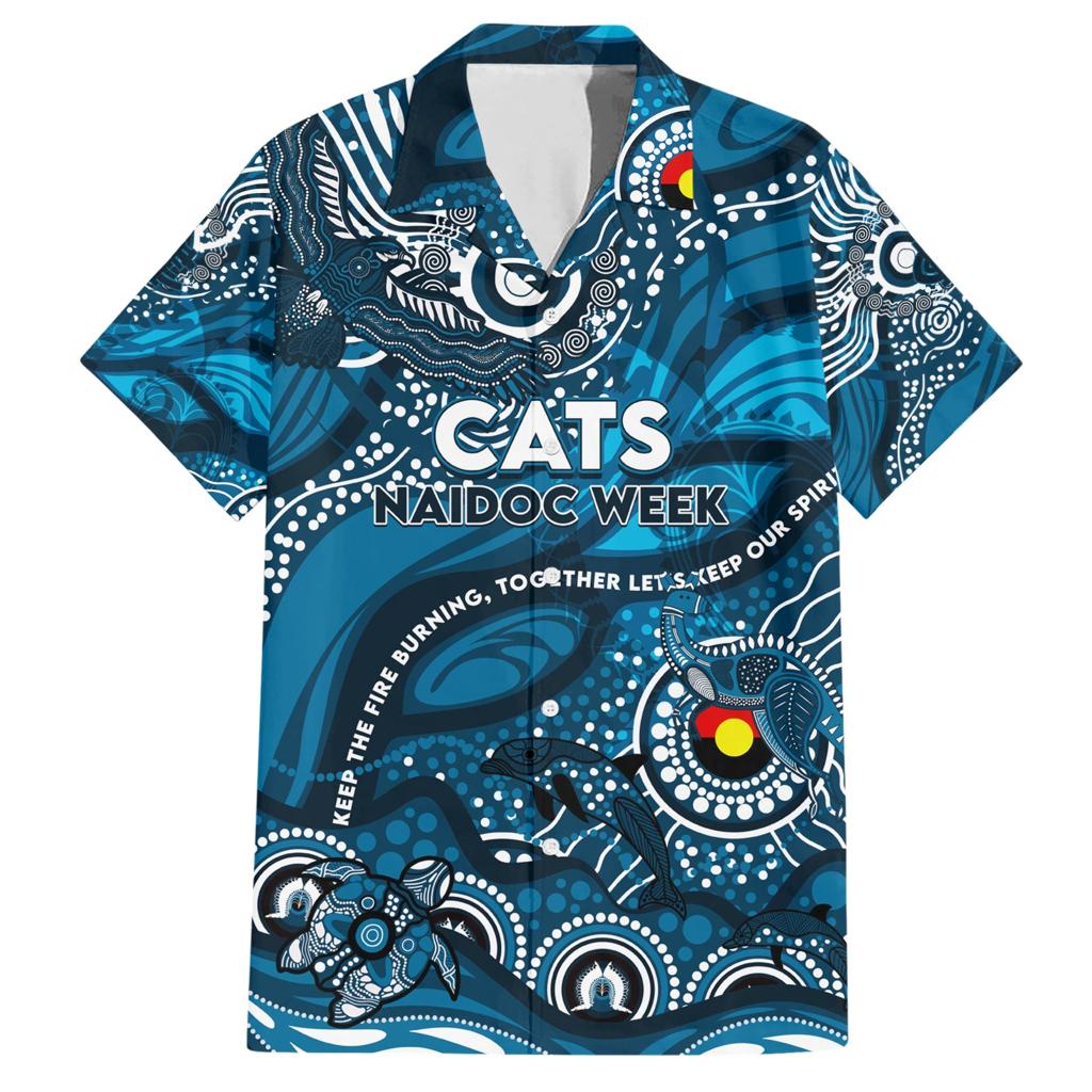 Custom NAIDOC Week 2024 Blues Family Matching Short Sleeve Bodycon Dress and Hawaiian Shirt Aboriginal Animals Keep The Fire Burning