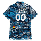 Custom NAIDOC Week 2024 Blues Family Matching Short Sleeve Bodycon Dress and Hawaiian Shirt Aboriginal Animals Keep The Fire Burning
