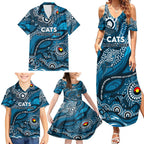 Custom NAIDOC Week 2024 Blues Family Matching Summer Maxi Dress and Hawaiian Shirt Aboriginal Animals Keep The Fire Burning