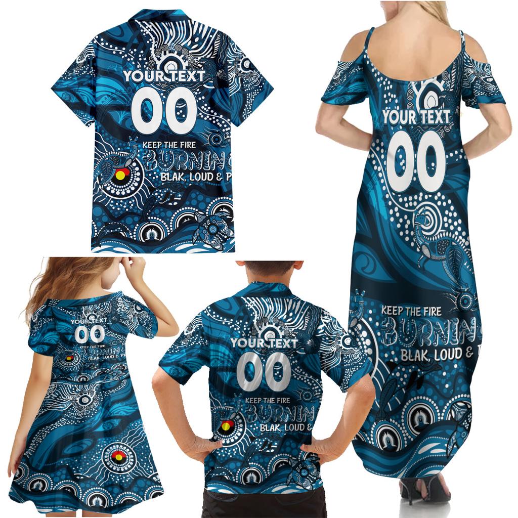 Custom NAIDOC Week 2024 Blues Family Matching Summer Maxi Dress and Hawaiian Shirt Aboriginal Animals Keep The Fire Burning