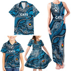 Custom NAIDOC Week 2024 Blues Family Matching Tank Maxi Dress and Hawaiian Shirt Aboriginal Animals Keep The Fire Burning