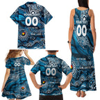 Custom NAIDOC Week 2024 Blues Family Matching Tank Maxi Dress and Hawaiian Shirt Aboriginal Animals Keep The Fire Burning