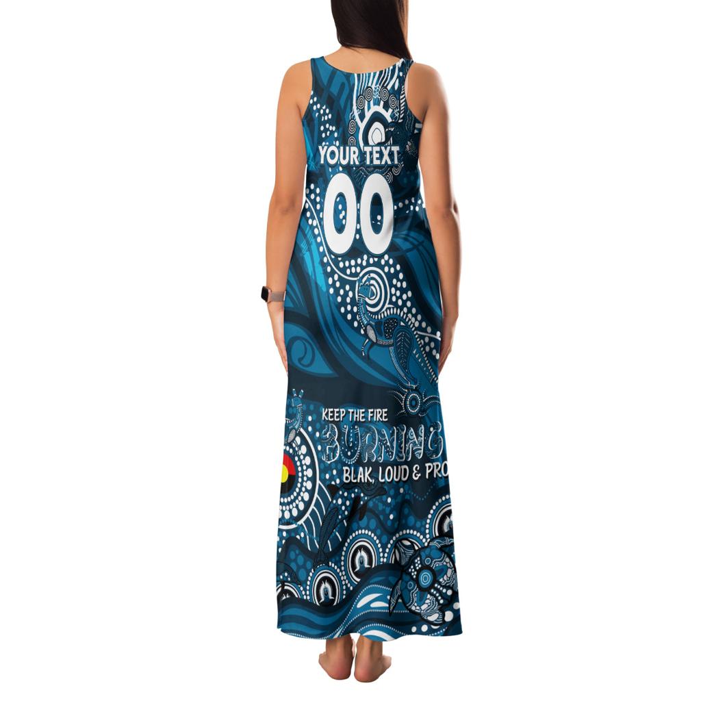 Custom NAIDOC Week 2024 Blues Family Matching Tank Maxi Dress and Hawaiian Shirt Aboriginal Animals Keep The Fire Burning