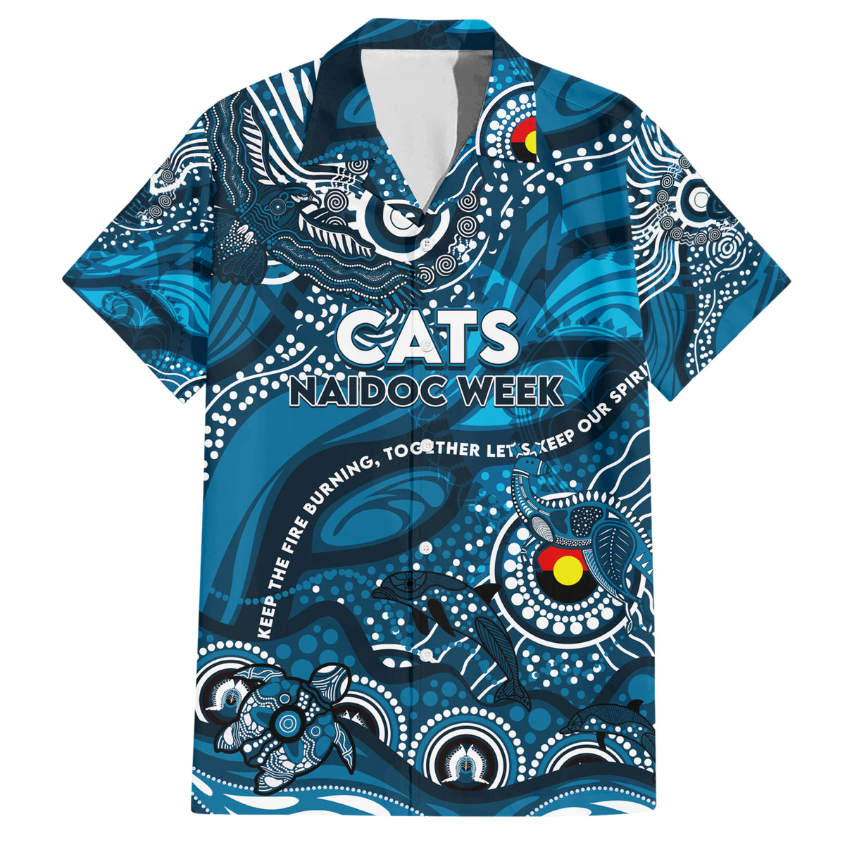 Custom NAIDOC Week 2024 Blues Hawaiian Shirt Aboriginal Animals Keep The Fire Burning