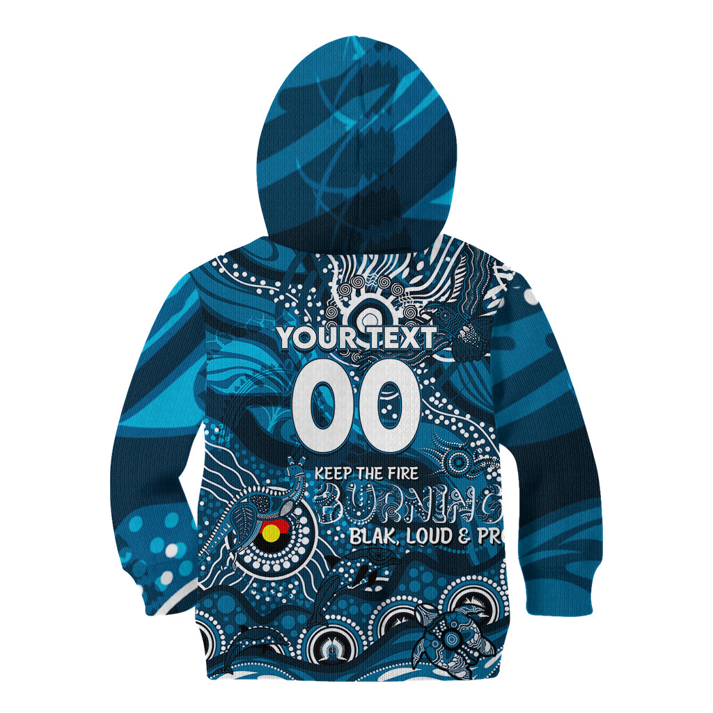 Custom NAIDOC Week 2024 Blues Kid Hoodie Aboriginal Animals Keep The Fire Burning