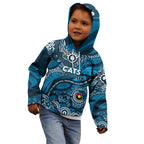 Custom NAIDOC Week 2024 Blues Kid Hoodie Aboriginal Animals Keep The Fire Burning