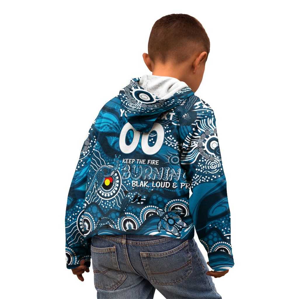 Custom NAIDOC Week 2024 Blues Kid Hoodie Aboriginal Animals Keep The Fire Burning