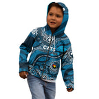 Custom NAIDOC Week 2024 Blues Kid Hoodie Aboriginal Animals Keep The Fire Burning