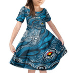 Custom NAIDOC Week 2024 Blues Kid Short Sleeve Dress Aboriginal Animals Keep The Fire Burning