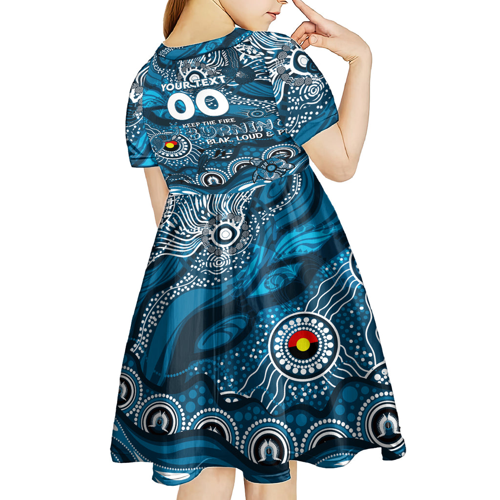Custom NAIDOC Week 2024 Blues Kid Short Sleeve Dress Aboriginal Animals Keep The Fire Burning