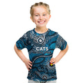 Custom NAIDOC Week 2024 Blues Kid T Shirt Aboriginal Animals Keep The Fire Burning