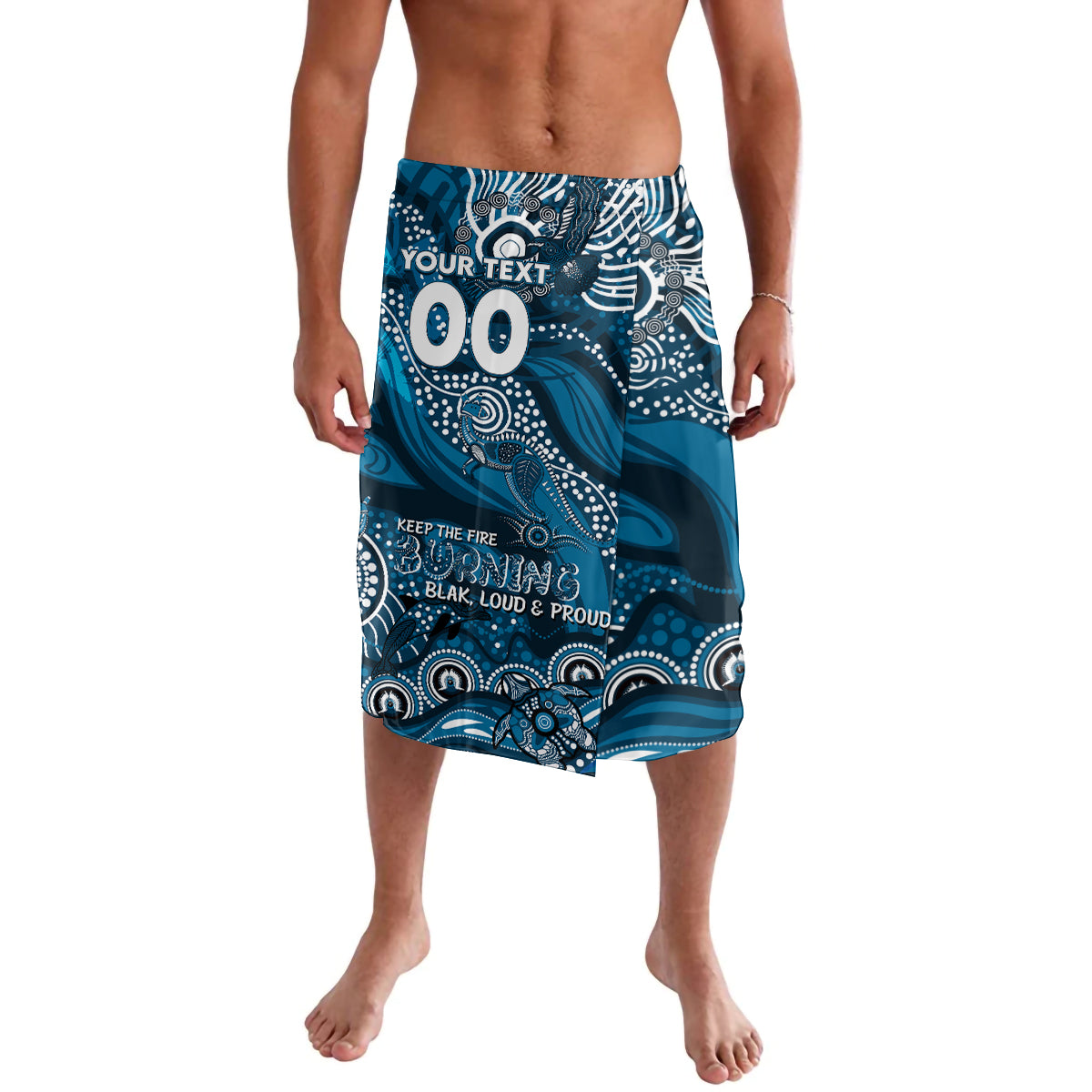 Custom NAIDOC Week 2024 Blues Lavalava Aboriginal Animals Keep The Fire Burning