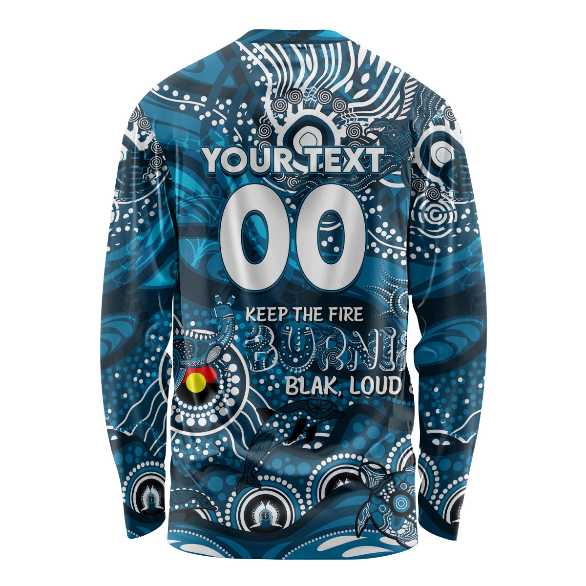 Custom NAIDOC Week 2024 Blues Long Sleeve Shirt Aboriginal Animals Keep The Fire Burning