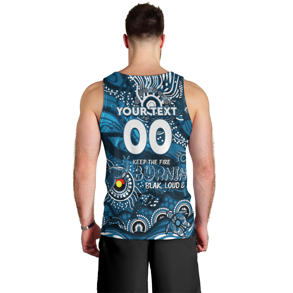 Custom NAIDOC Week 2024 Blues Men Tank Top Aboriginal Animals Keep The Fire Burning