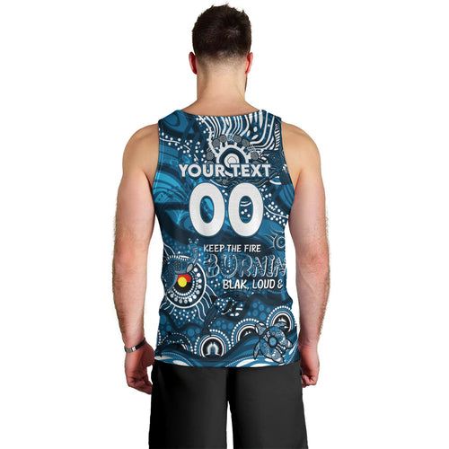 Custom NAIDOC Week 2024 Blues Men Tank Top Aboriginal Animals Keep The Fire Burning