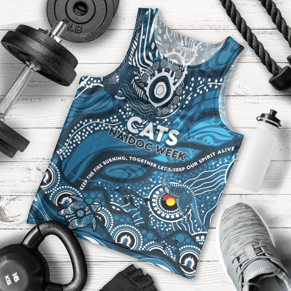 Custom NAIDOC Week 2024 Blues Men Tank Top Aboriginal Animals Keep The Fire Burning