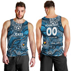 Custom NAIDOC Week 2024 Blues Men Tank Top Aboriginal Animals Keep The Fire Burning