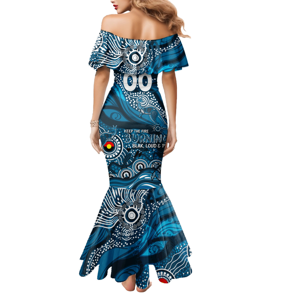 Custom NAIDOC Week 2024 Blues Mermaid Dress Aboriginal Animals Keep The Fire Burning