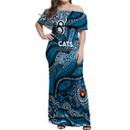 Custom NAIDOC Week 2024 Blues Off Shoulder Maxi Dress Aboriginal Animals Keep The Fire Burning