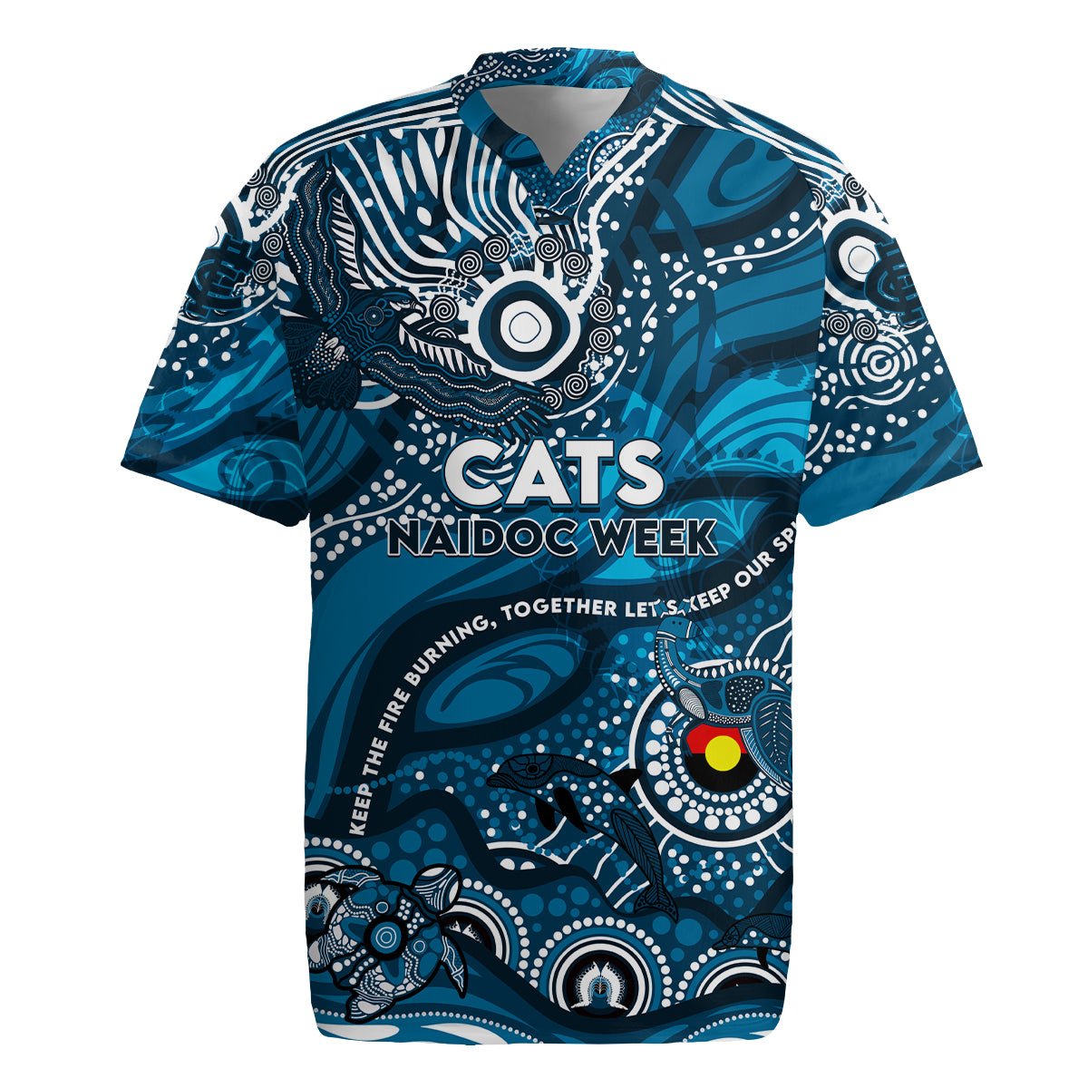 Custom NAIDOC Week 2024 Blues Rugby Jersey Aboriginal Animals Keep The Fire Burning