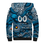 Custom NAIDOC Week 2024 Blues Sherpa Hoodie Aboriginal Animals Keep The Fire Burning