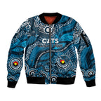 Custom NAIDOC Week 2024 Blues Sleeve Zip Bomber Jacket Aboriginal Animals Keep The Fire Burning