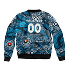 Custom NAIDOC Week 2024 Blues Sleeve Zip Bomber Jacket Aboriginal Animals Keep The Fire Burning