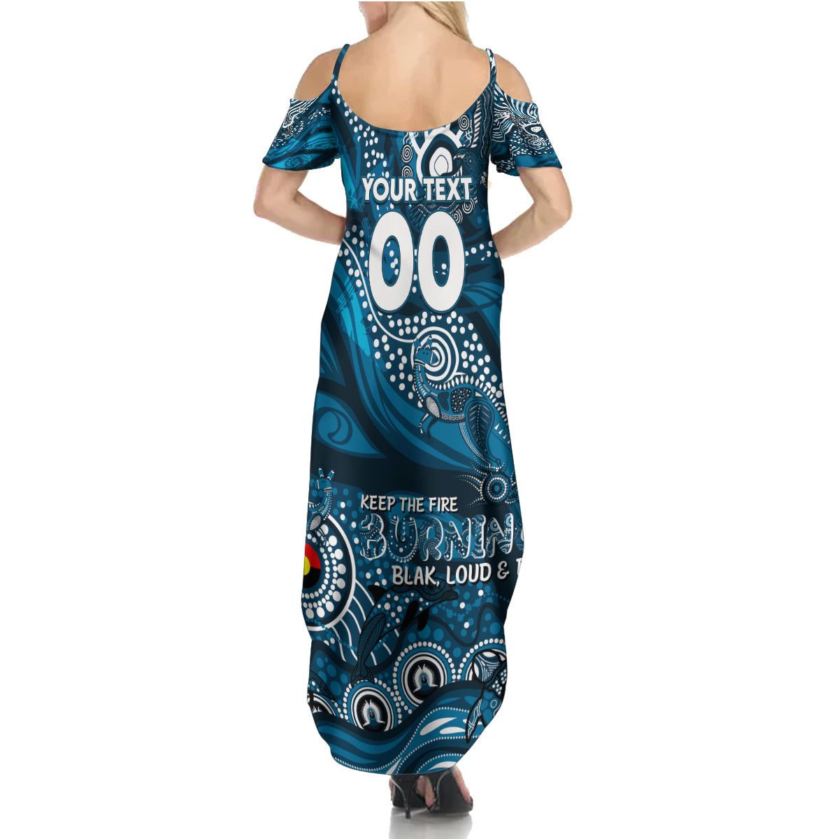 Custom NAIDOC Week 2024 Blues Summer Maxi Dress Aboriginal Animals Keep The Fire Burning