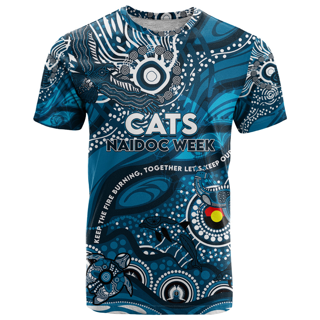 Custom NAIDOC Week 2024 Blues T Shirt Aboriginal Animals Keep The Fire Burning