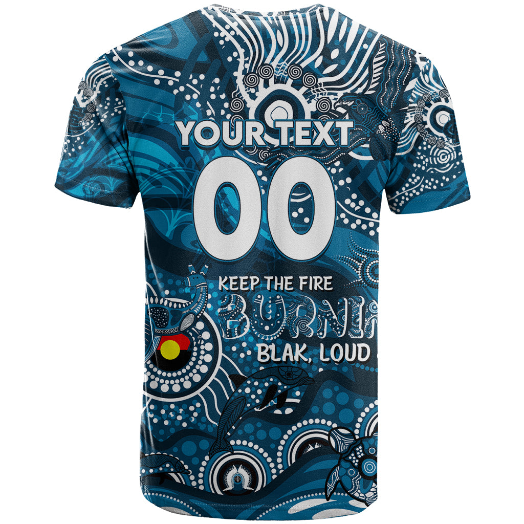 Custom NAIDOC Week 2024 Blues T Shirt Aboriginal Animals Keep The Fire Burning