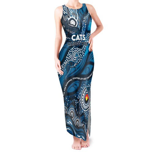 Custom NAIDOC Week 2024 Blues Tank Maxi Dress Aboriginal Animals Keep The Fire Burning