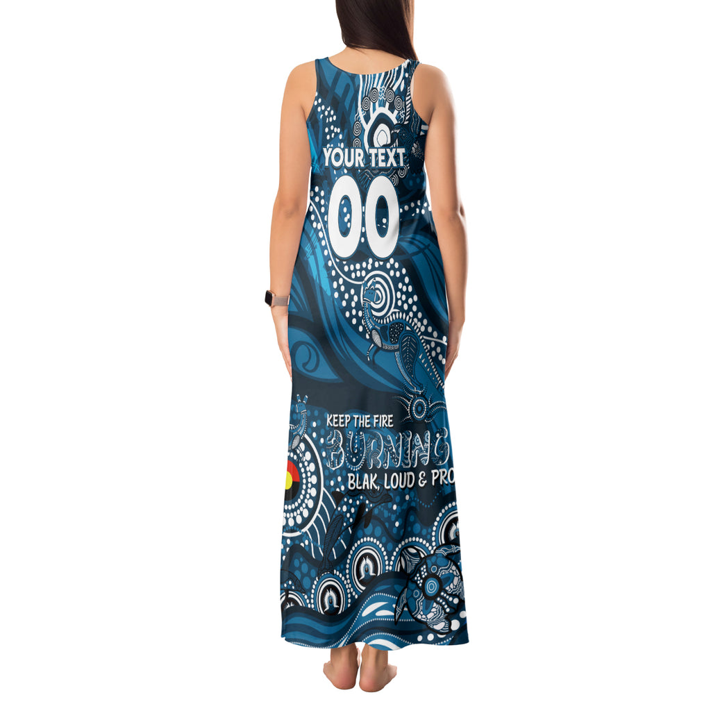 Custom NAIDOC Week 2024 Blues Tank Maxi Dress Aboriginal Animals Keep The Fire Burning