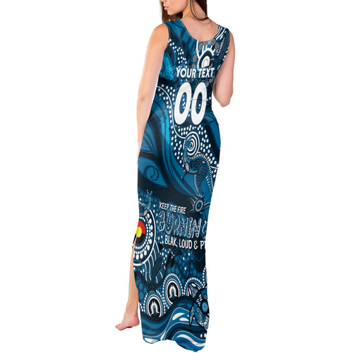 Custom NAIDOC Week 2024 Blues Tank Maxi Dress Aboriginal Animals Keep The Fire Burning