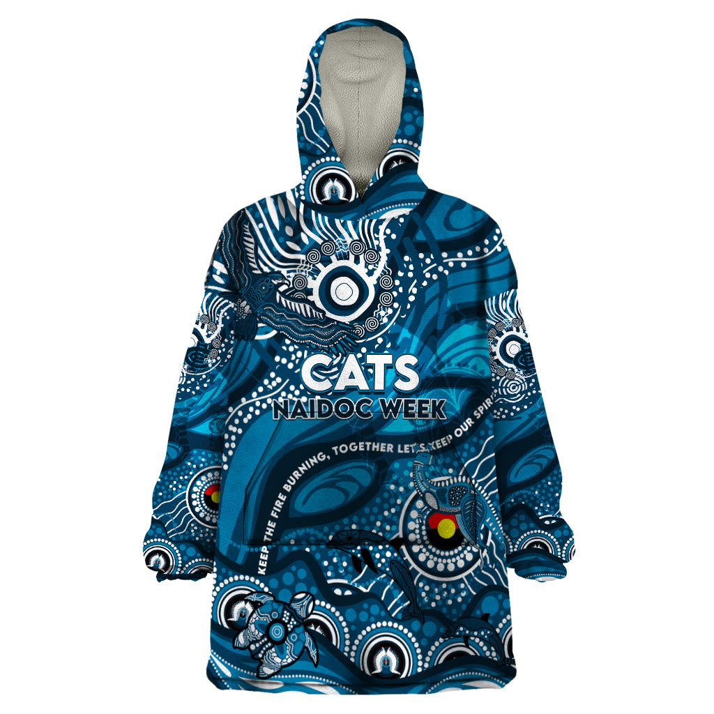 Custom NAIDOC Week 2024 Blues Wearable Blanket Hoodie Aboriginal Animals Keep The Fire Burning