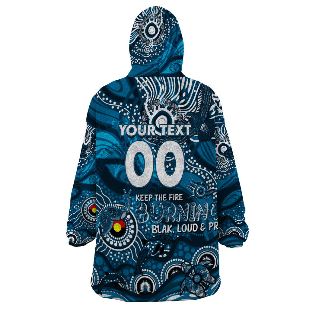 Custom NAIDOC Week 2024 Blues Wearable Blanket Hoodie Aboriginal Animals Keep The Fire Burning