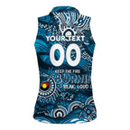 Custom NAIDOC Week 2024 Blues Women Sleeveless Polo Shirt Aboriginal Animals Keep The Fire Burning
