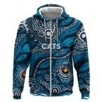 Custom NAIDOC Week 2024 Blues Zip Hoodie Aboriginal Animals Keep The Fire Burning