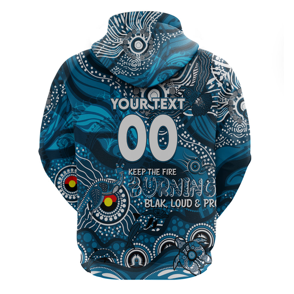 Custom NAIDOC Week 2024 Blues Zip Hoodie Aboriginal Animals Keep The Fire Burning