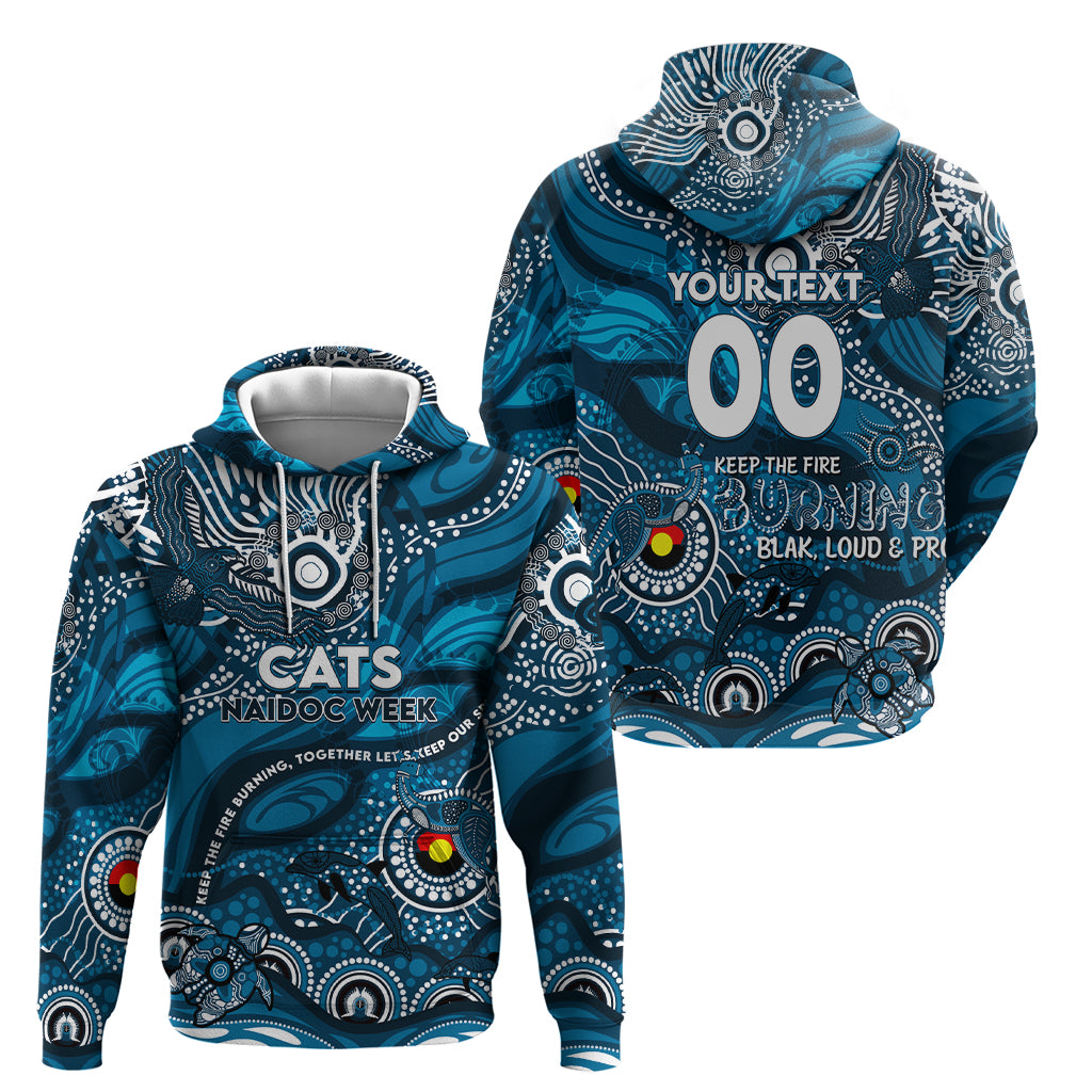 Custom NAIDOC Week 2024 Blues Zip Hoodie Aboriginal Animals Keep The Fire Burning