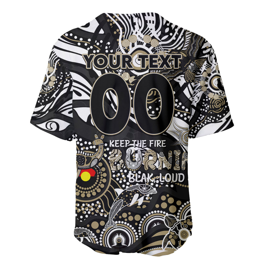 Custom NAIDOC Week 2024 Magpies Baseball Jersey Aboriginal Animals Keep The Fire Burning