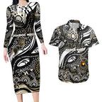 Custom NAIDOC Week 2024 Magpies Couples Matching Long Sleeve Bodycon Dress and Hawaiian Shirt Aboriginal Animals Keep The Fire Burning
