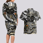 Custom NAIDOC Week 2024 Magpies Couples Matching Long Sleeve Bodycon Dress and Hawaiian Shirt Aboriginal Animals Keep The Fire Burning