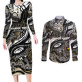 Custom NAIDOC Week 2024 Magpies Couples Matching Long Sleeve Bodycon Dress and Long Sleeve Button Shirt Aboriginal Animals Keep The Fire Burning