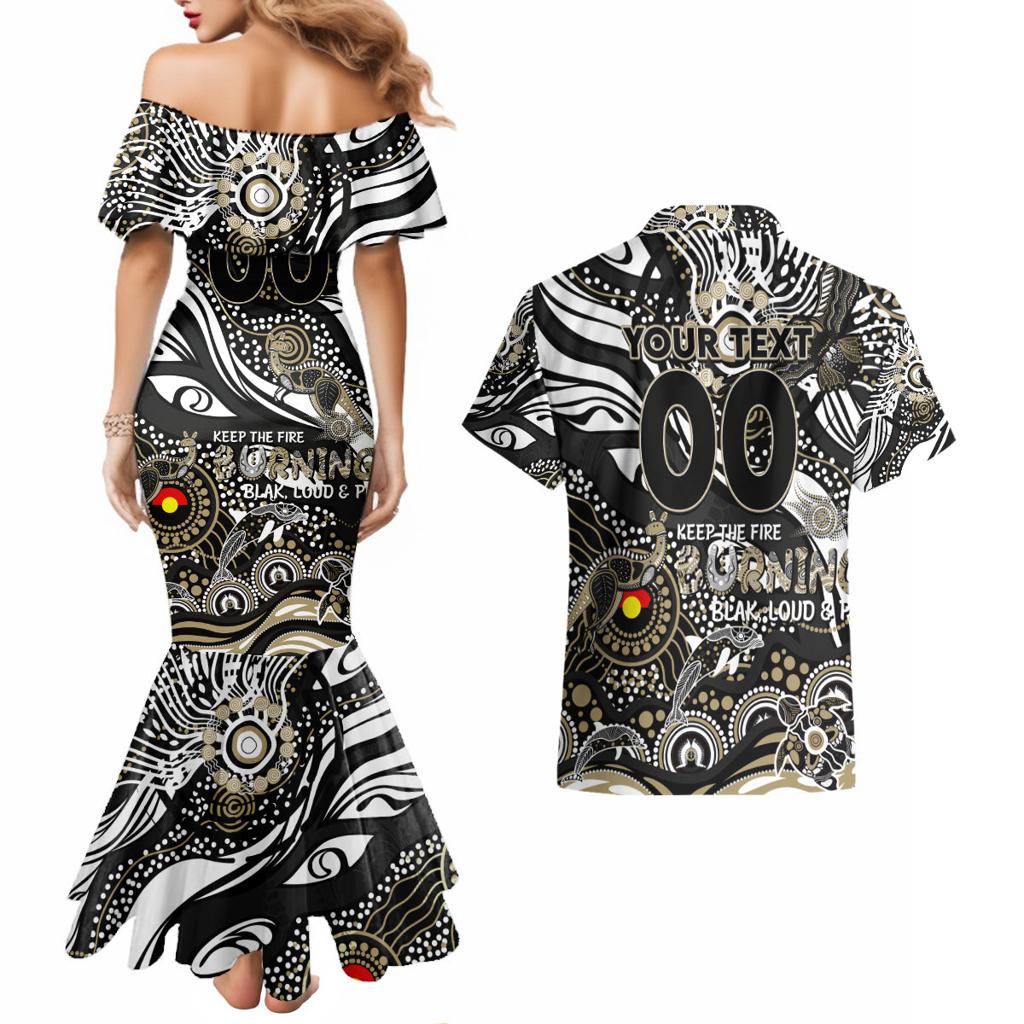 Custom NAIDOC Week 2024 Magpies Couples Matching Mermaid Dress and Hawaiian Shirt Aboriginal Animals Keep The Fire Burning