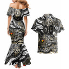 Custom NAIDOC Week 2024 Magpies Couples Matching Mermaid Dress and Hawaiian Shirt Aboriginal Animals Keep The Fire Burning